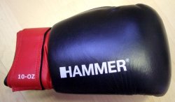 Hammer Leder-Boxhandschuh aus Rindsleder - 10oz - schwarz/rot 